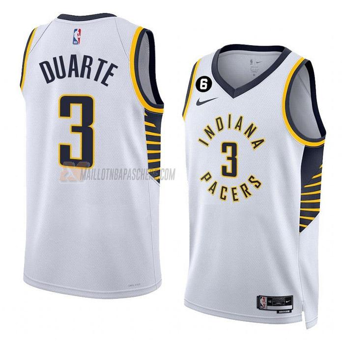 maillot chris duarte indiana pacers de 3 homme blanc association edition 2023