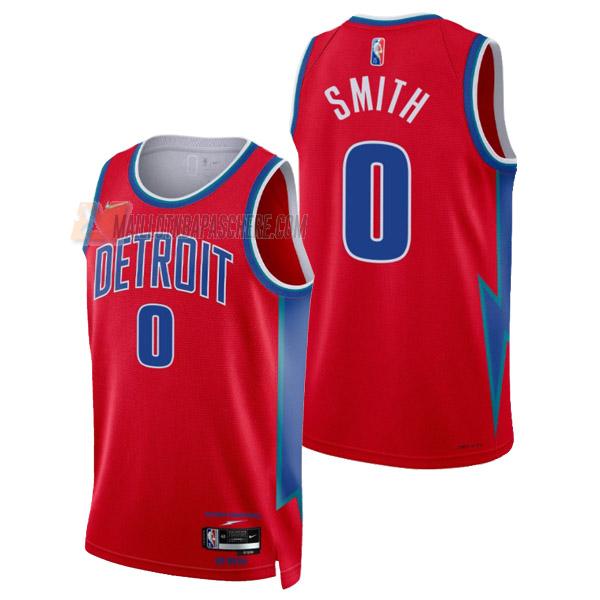 maillot chris smith detroit pistons de 0 homme rouge city edition 2022