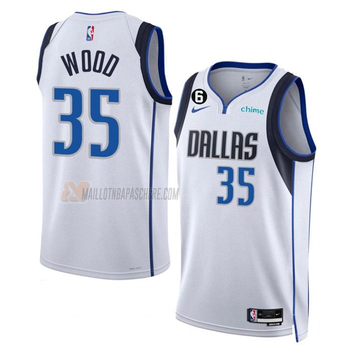 maillot christian wood dallas mavericks de 35 homme blanc association edition 2023