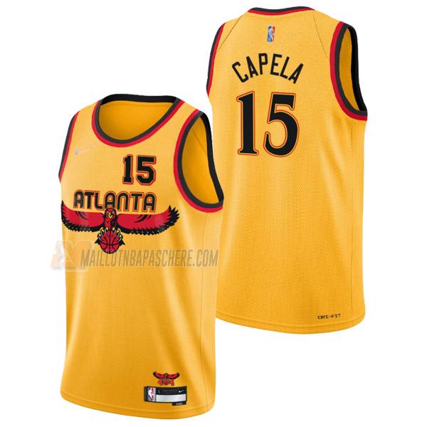 maillot clint capela atlanta hawks de 15 homme jaune city edition 2022