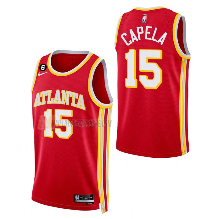 maillot clint capela atlanta hawks de 15 homme rouge icon edition 2023