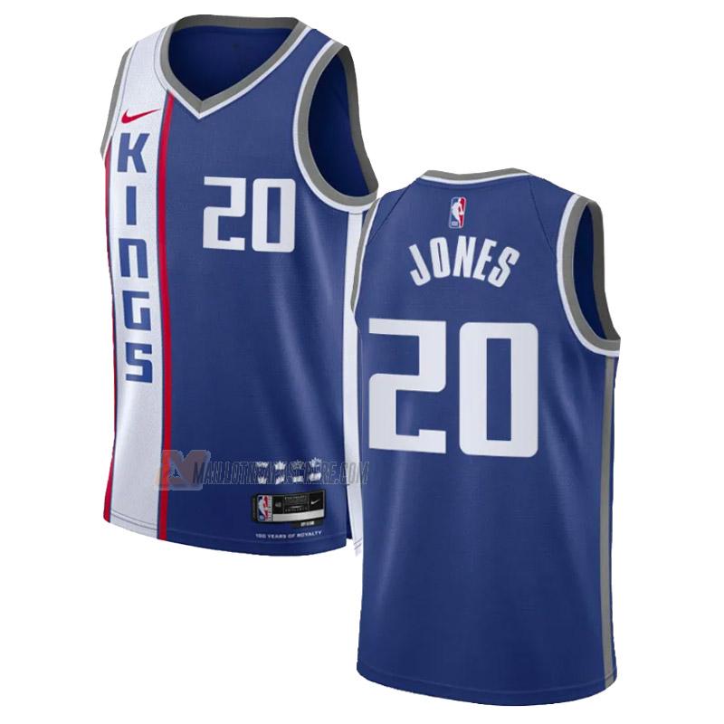 maillot colby jones sacramento kings de 20 homme bleu city edition 2023-24