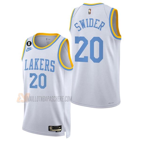 maillot cole swider los angeles lakers de 20 homme blanc classic edition 2023