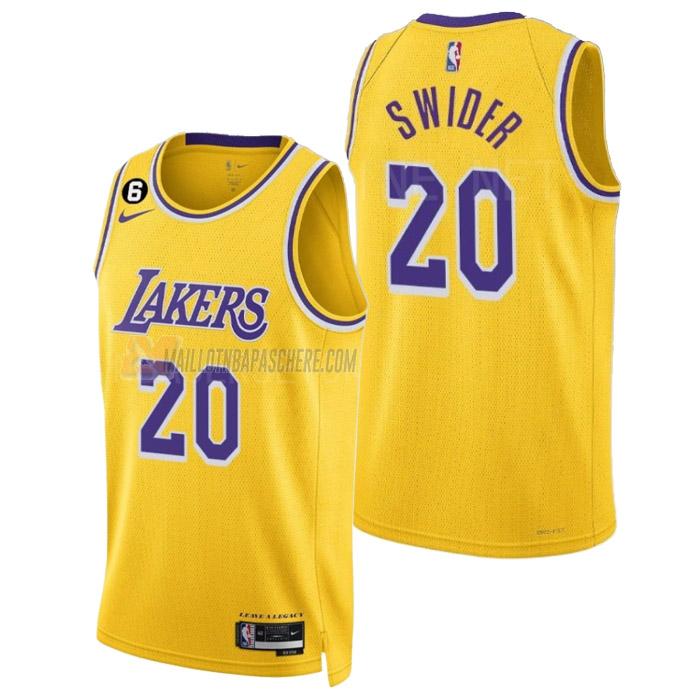 maillot cole swider los angeles lakers de 20 homme jaune icon edition 2023