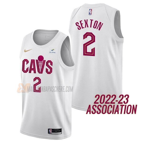 maillot collin sexton cleveland cavaliers de 2 homme blanc association edition 2023