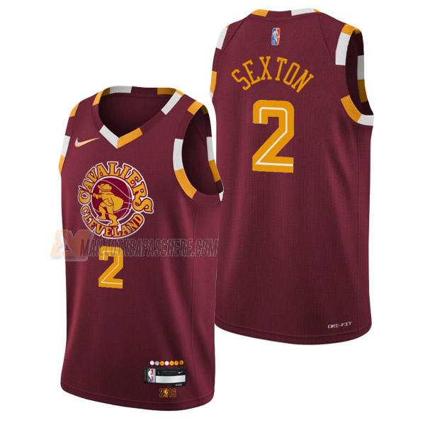 maillot collin sexton cleveland cavaliers de 2 homme rouge city edition 2022