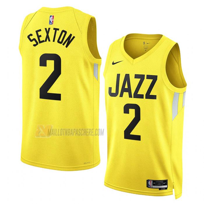 maillot collin sexton utah jazz de 2 homme jaune icon edition 2023