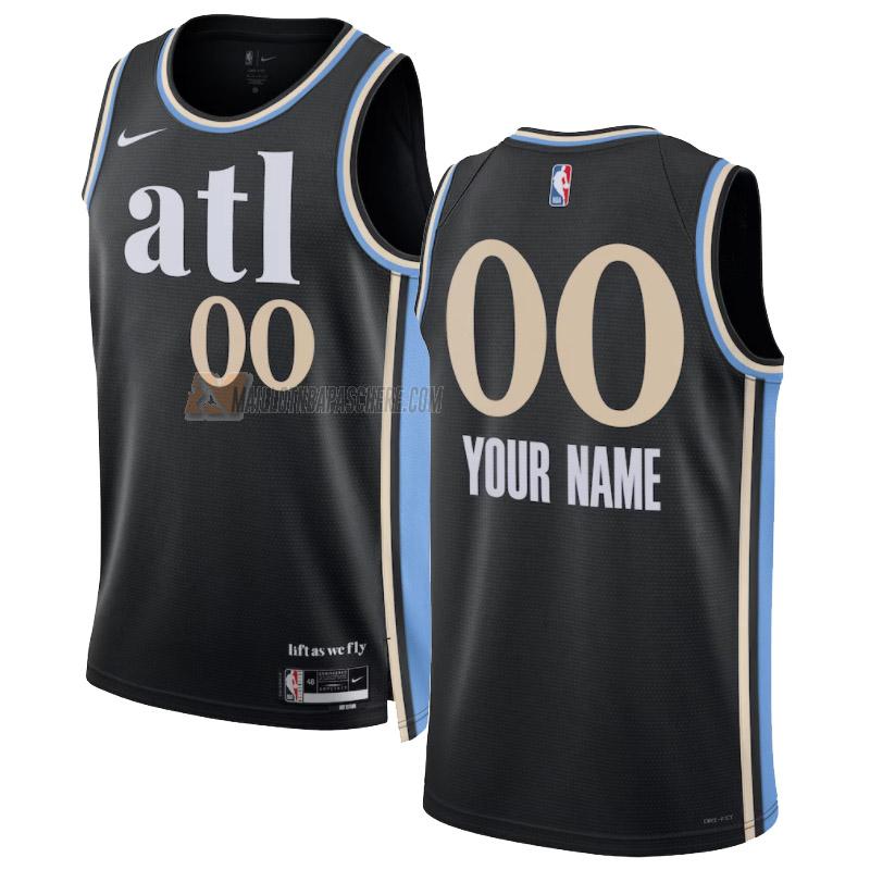 maillot custom atlanta hawks de 0 homme noir city edition 2023-24