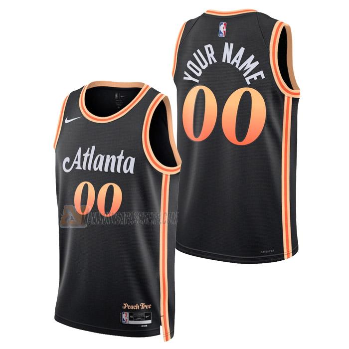 maillot custom atlanta hawks de homme noir city edition 2023