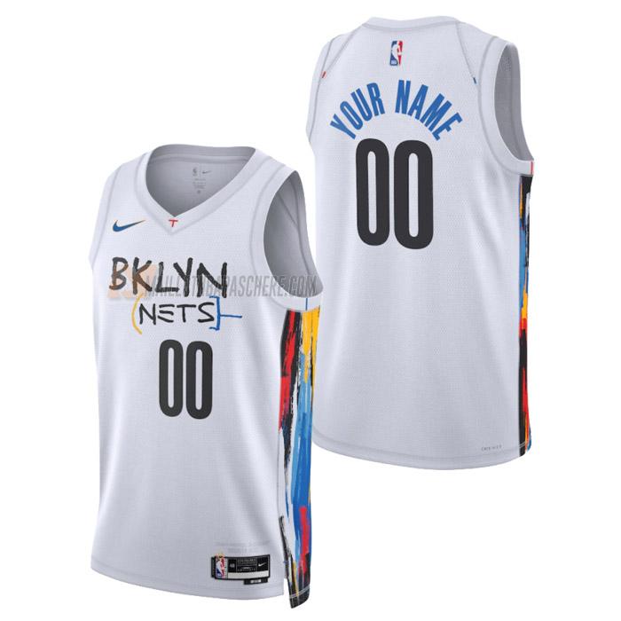 maillot custom brooklyn nets de homme blanc city edition 2023