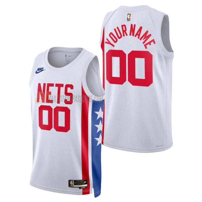 maillot custom brooklyn nets de homme blanc classic edition 2023