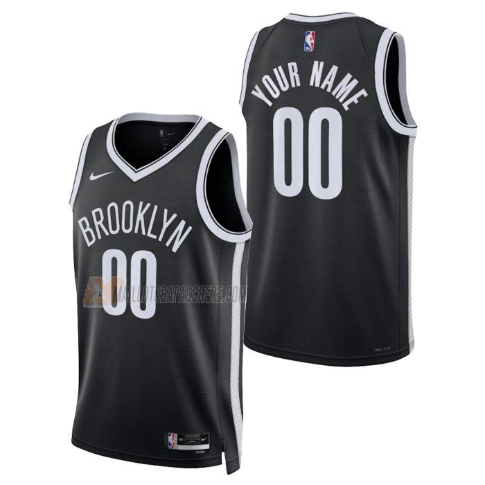 maillot custom brooklyn nets de homme noir icon edition 2023