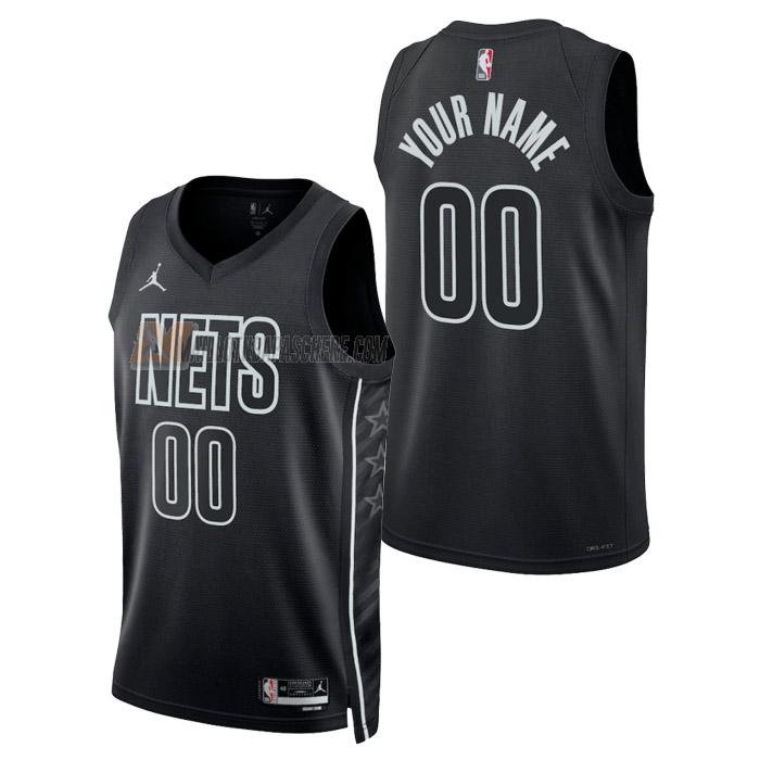 maillot custom brooklyn nets de homme noir statement edition 2023