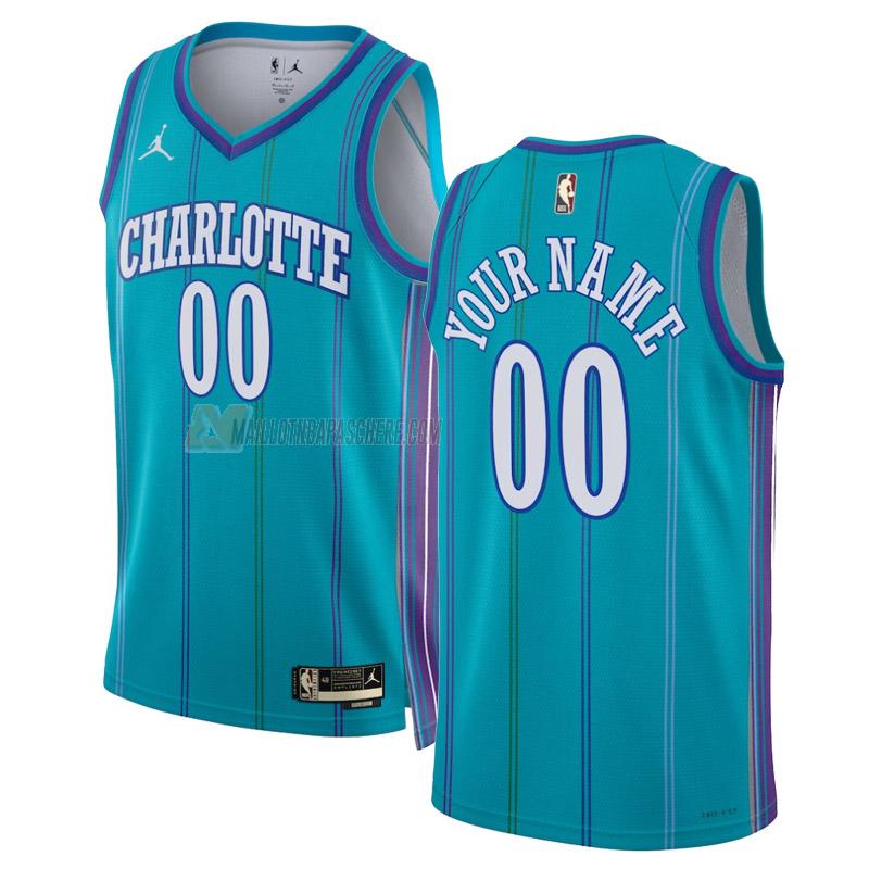 maillot custom charlotte hornets de 0 homme sarcelle classic edition 2023-24