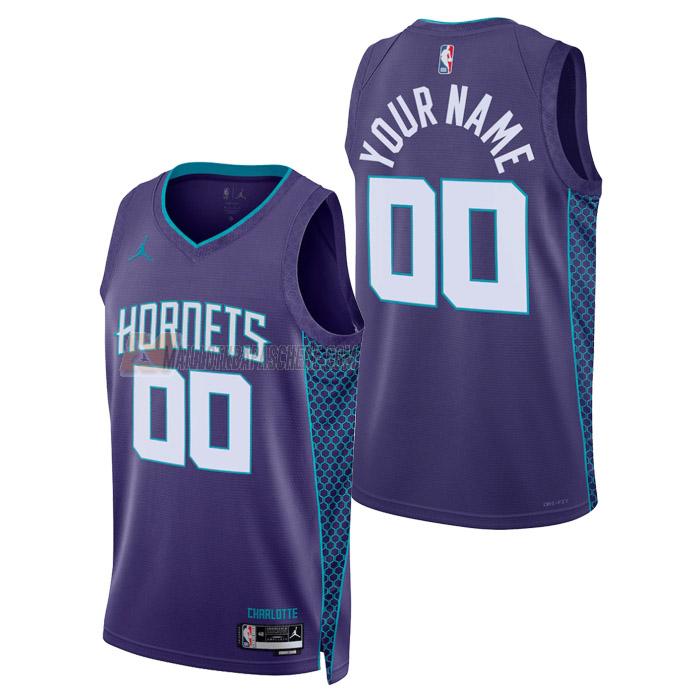 maillot custom charlotte hornets de homme mauve statement edition 2023