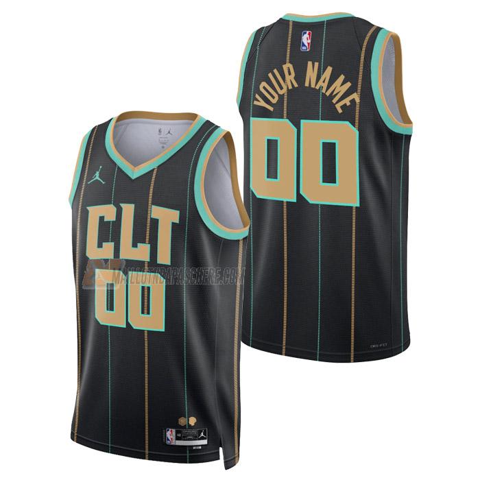 maillot custom charlotte hornets de homme noir city edition 2023