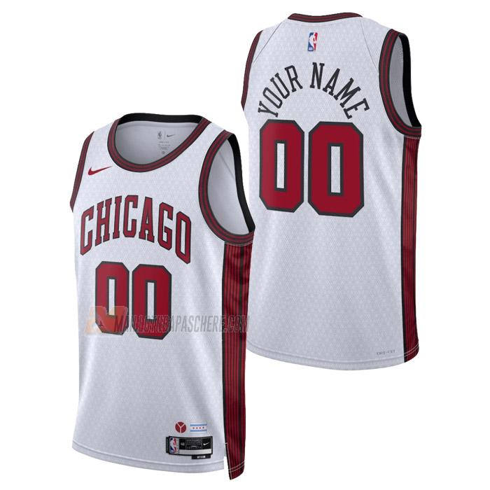 maillot custom chicago bulls de homme blanc city edition 2023