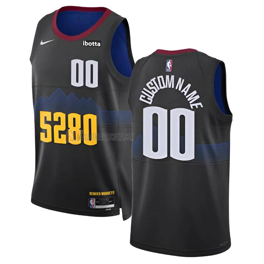 maillot custom denver nuggets de 0 homme noir city edition 2023-24