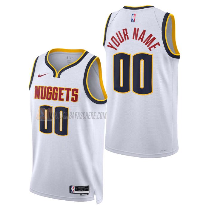 maillot custom denver nuggets de homme blanc association edition 2023