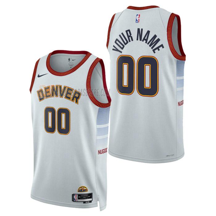 maillot custom denver nuggets de homme blanc city edition 2023