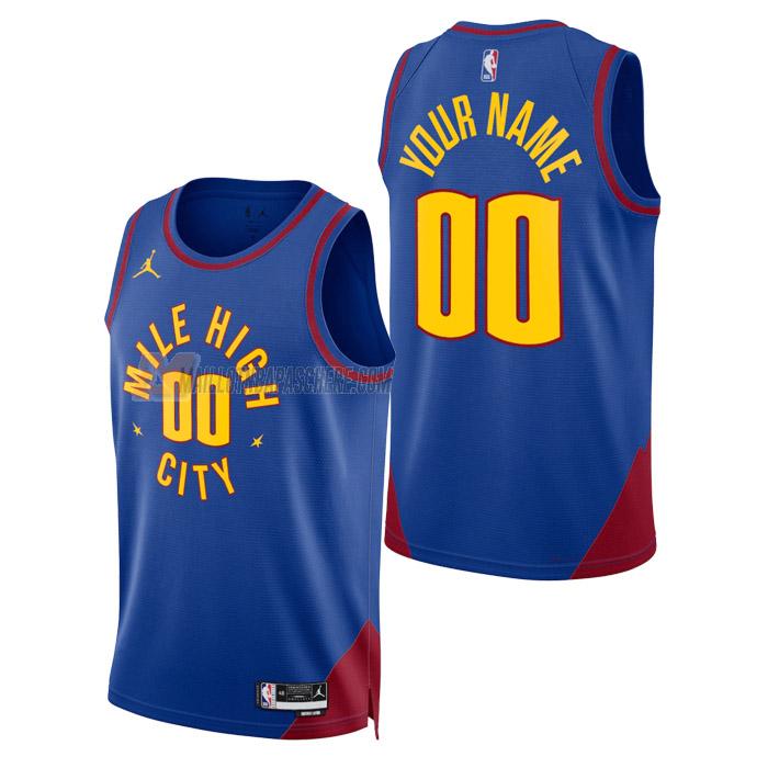 maillot custom denver nuggets de homme bleu statement edition 2023