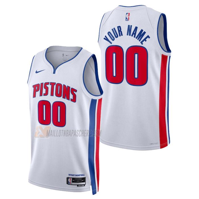 maillot custom detroit pistons de homme blanc association edition 2023