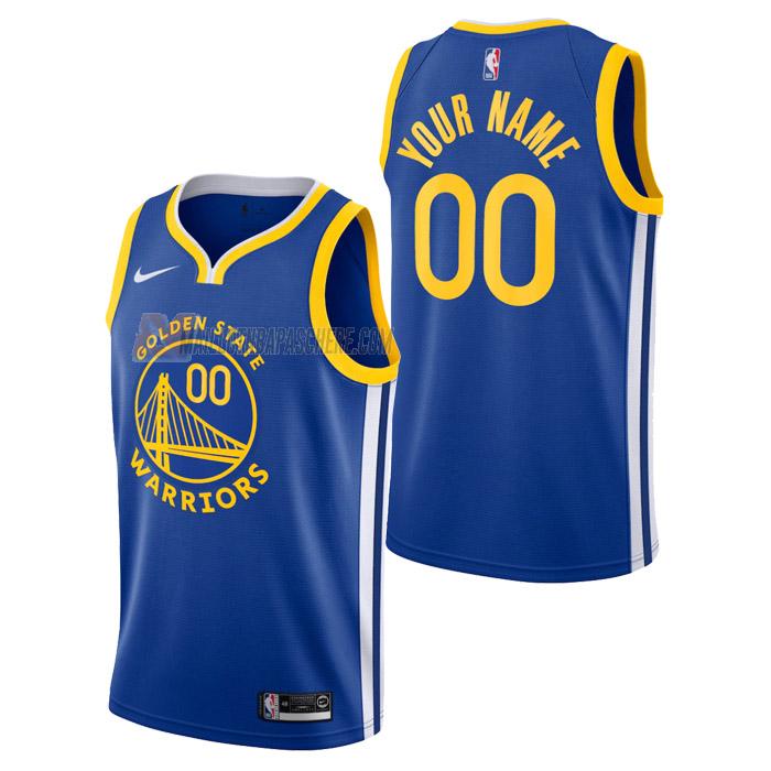 maillot custom golden state warriors de homme bleu icon edition 2023