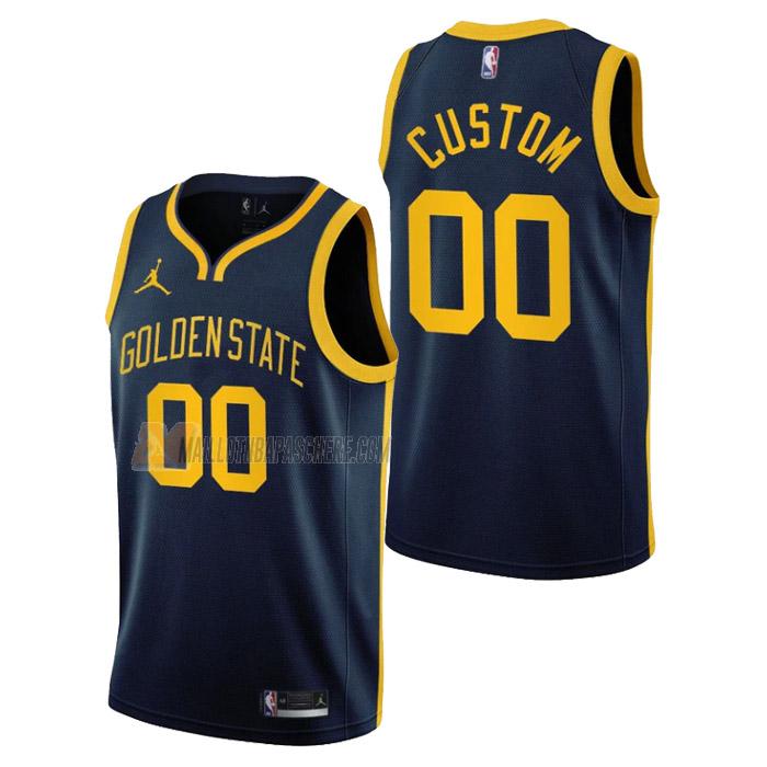 maillot custom golden state warriors de homme bleu marine statement edition 2023