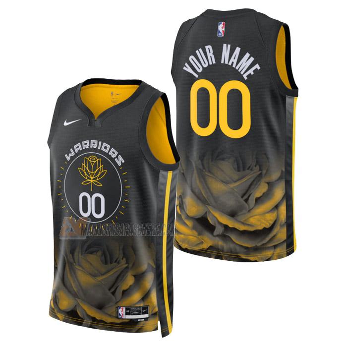 maillot custom golden state warriors de homme noir city edition 2023