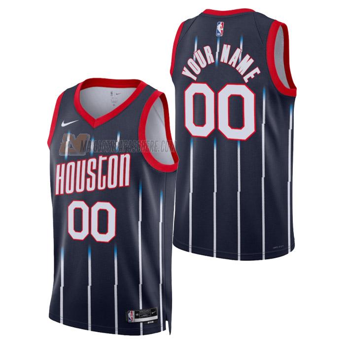 maillot custom houston rockets de homme bleu marine city edition 2023