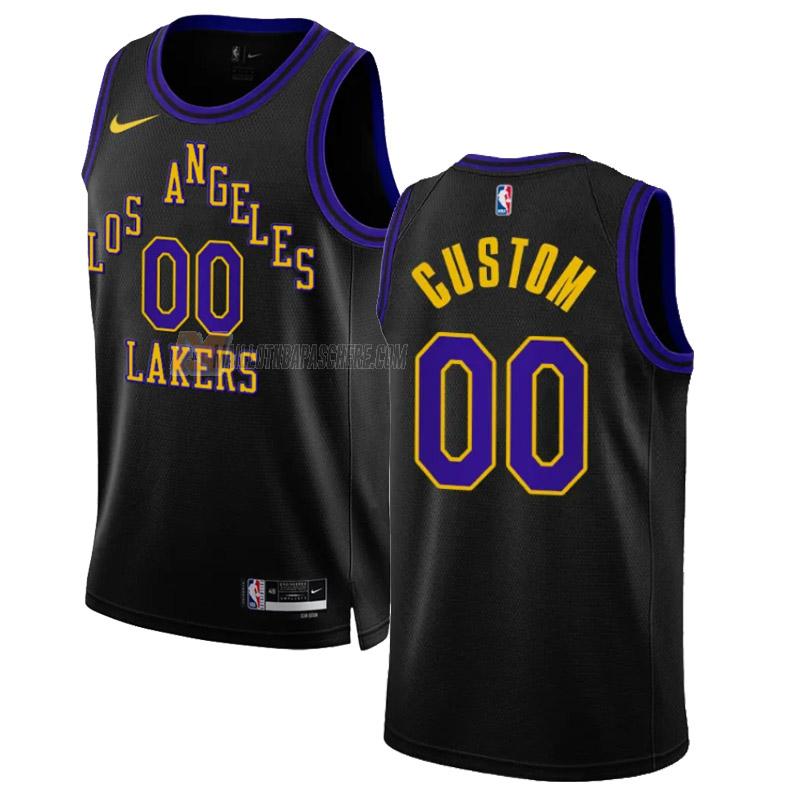 maillot custom los angeles lakers de 0 homme noir city edition 2023-24