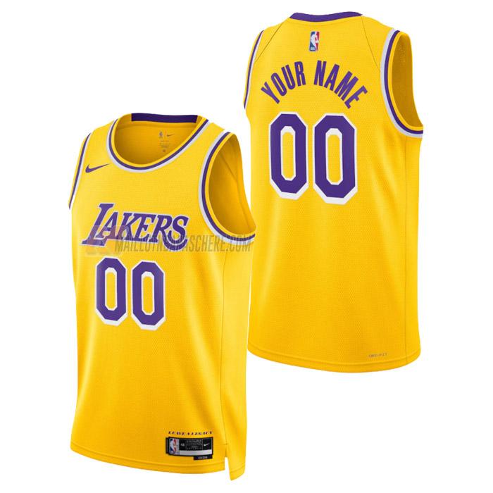 maillot custom los angeles lakers de homme jaune icon edition 2023