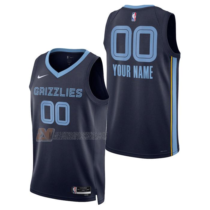 maillot custom memphis grizzlies de homme bleu marine icon edition 2023