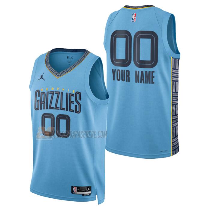 maillot custom memphis grizzlies de homme bleu statement edition 2023