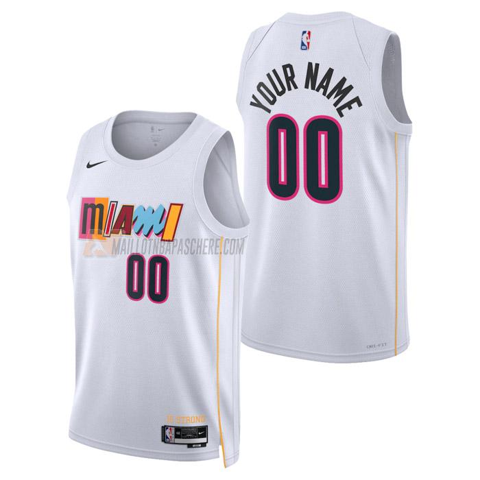 maillot custom miami heat de homme blanc city edition 2023