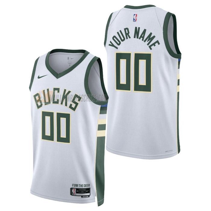 maillot custom milwaukee bucks de homme blanc association edition 2023