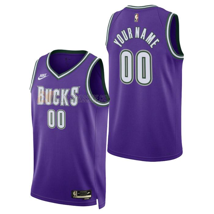 maillot custom milwaukee bucks de homme mauve classic edition 2023