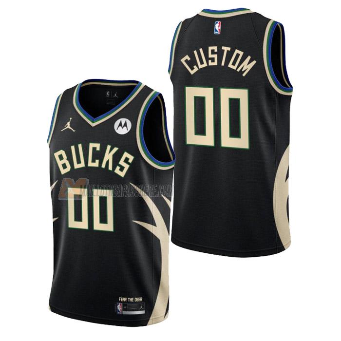 maillot custom milwaukee bucks de homme noir statement edition 2023