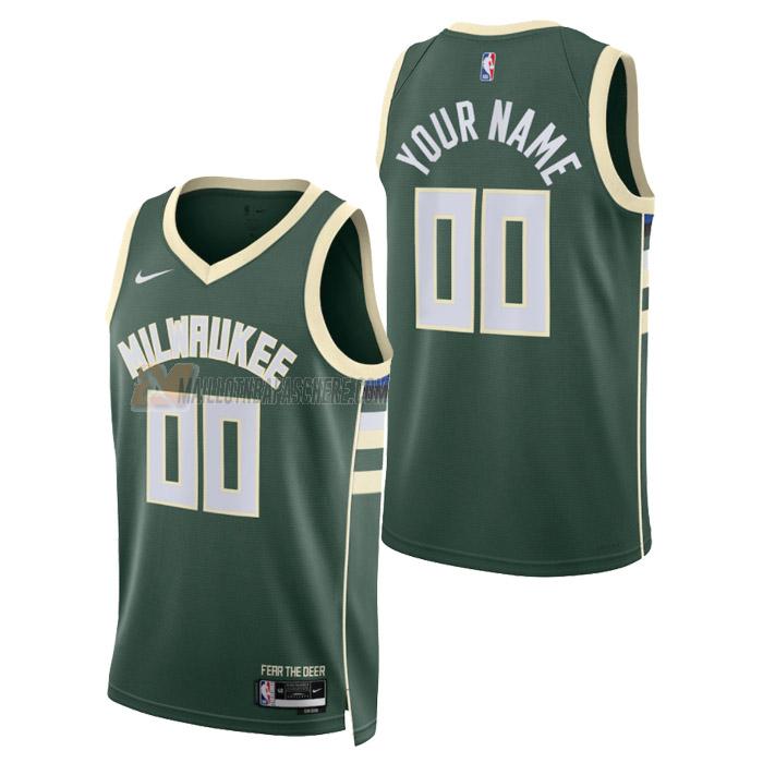 maillot custom milwaukee bucks de homme vert icon edition 2023