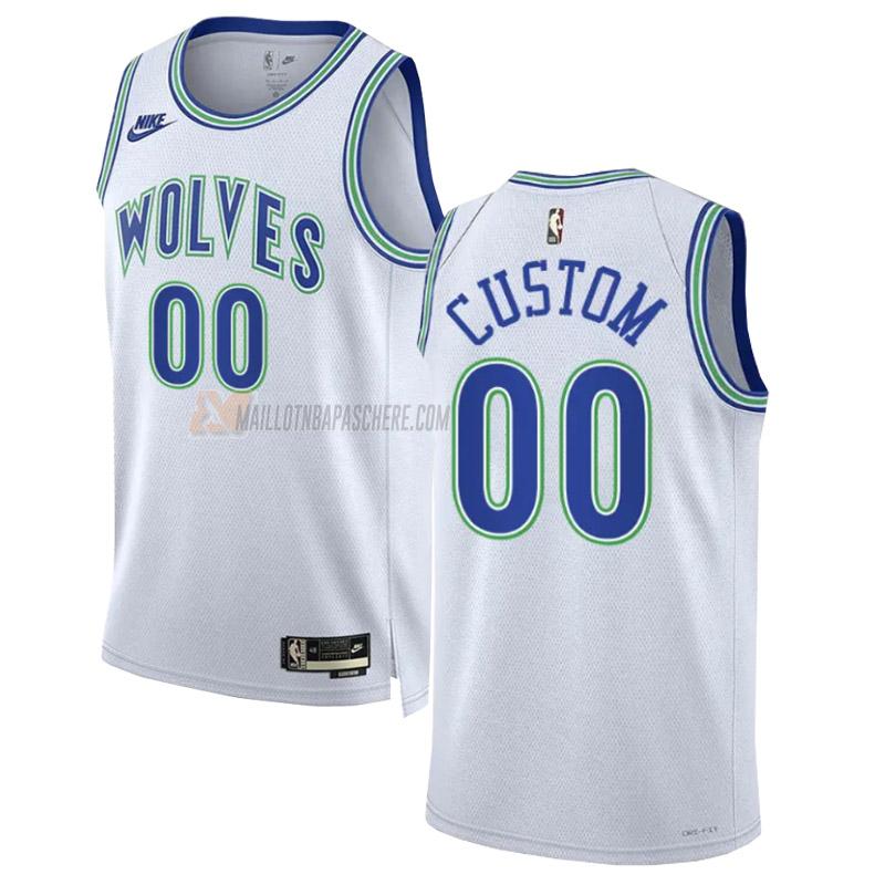 maillot custom minnesota timberwolves de 0 homme blanc classic edition 2023-24