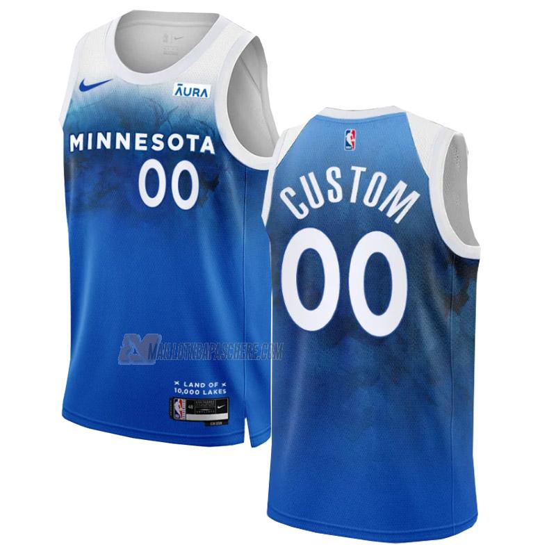 maillot custom minnesota timberwolves de 0 homme blu city edition 2023-24