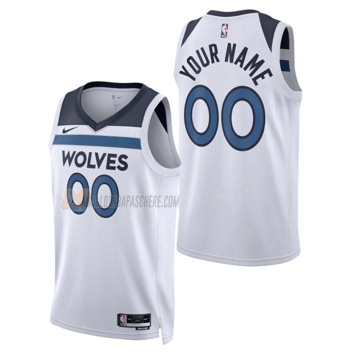 maillot custom minnesota timberwolves de homme blanc association edition 2023