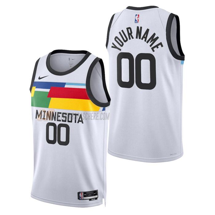 maillot custom minnesota timberwolves de homme blanc city edition 2023