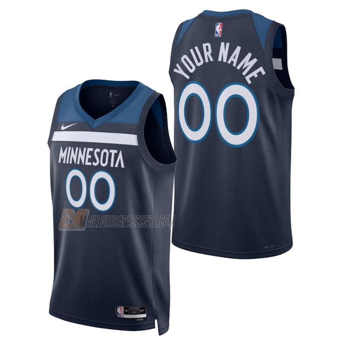 maillot custom minnesota timberwolves de homme bleu marine icon edition 2023