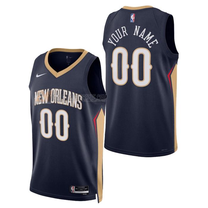 maillot custom new orleans pelicans de homme bleu marine icon edition 2023