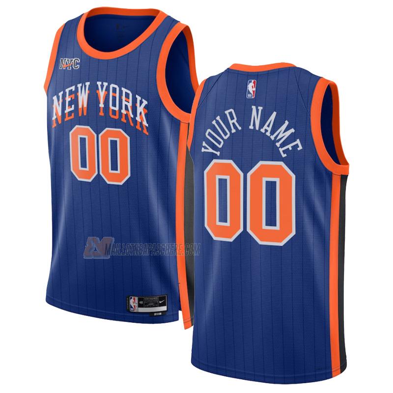 maillot custom new york knicks de 0 homme bleu city edition 2023-24