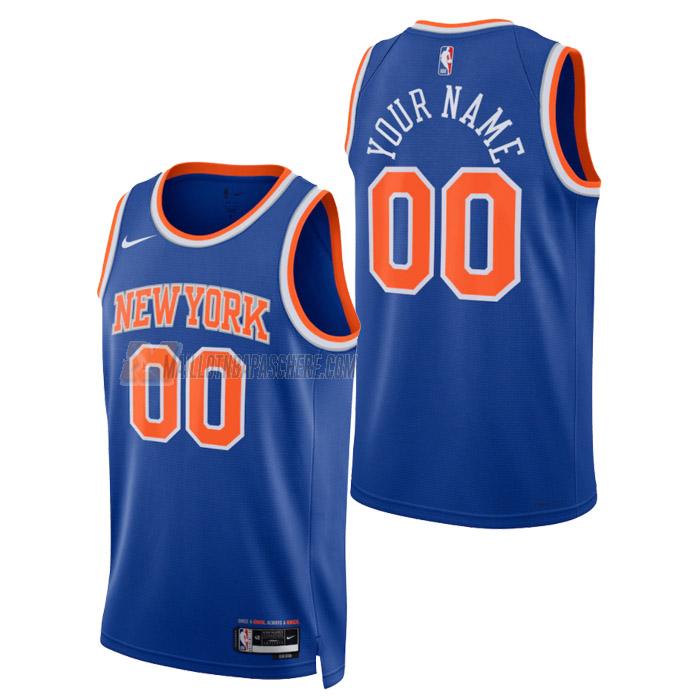 maillot custom new york knicks de homme bleu icon edition 2023