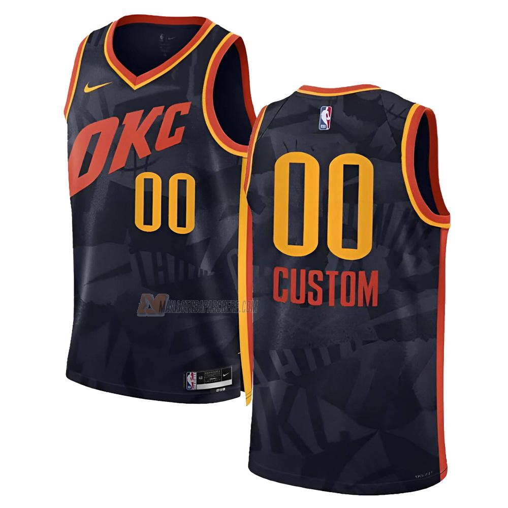 maillot custom oklahoma city thunder de 0 homme noir city edition 2023-24