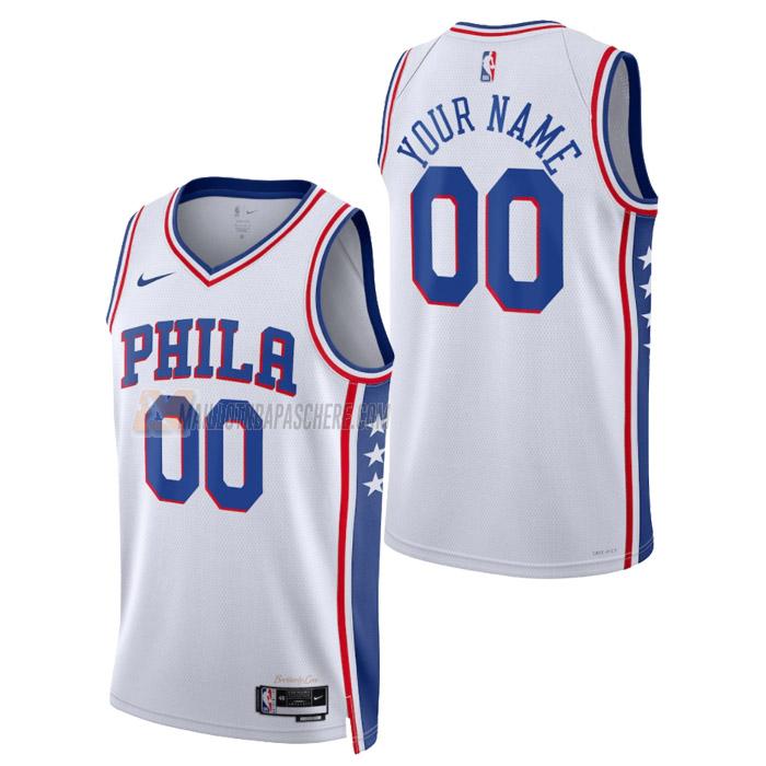 maillot custom philadelphia 76ers de homme blanc association edition 2023