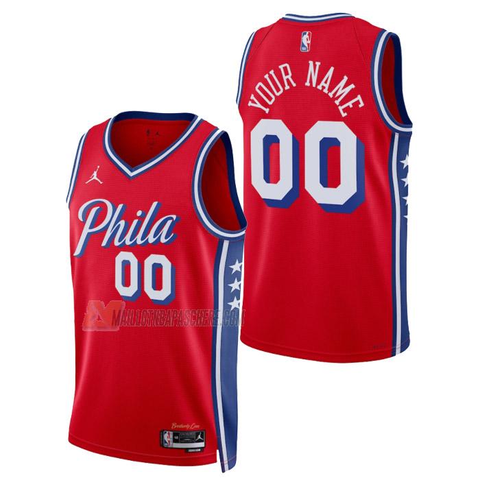 maillot custom philadelphia 76ers de homme rouge statement edition 2023